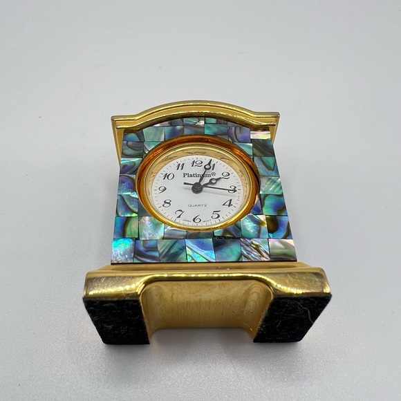 Vintage Style Abalone Inlay Mini Mantel Clock – Decorative Collectible - Picture 3 of 5